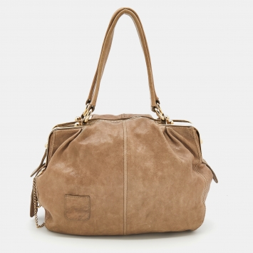Pre Owned D&G Beige Leather Karen Shoulder Bag