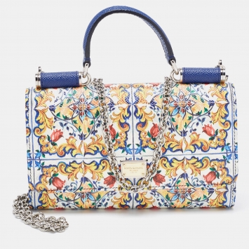 Pre Owned Dolce & Gabbana Multicolor Leather Miss Sicily Von Wallet on Chain