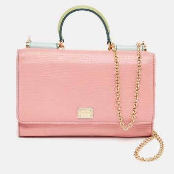 Pre Owned Dolce & Gabbana Multicolor Leather Sicily Lipstick Wallet on Chain