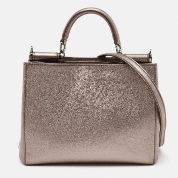 Pre Owned Dolce & Gabbana Metallic Leather Sicily Tote