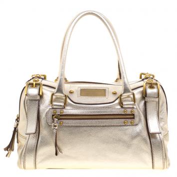 Pre Owned Dolce and Gabbana Silver Leather Miss Easy Way Boston Bag
