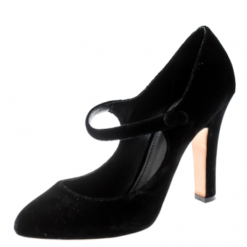 Pre Owned Dolce And Gabbana Black Velvet Mary Jane Pumps Size 41
