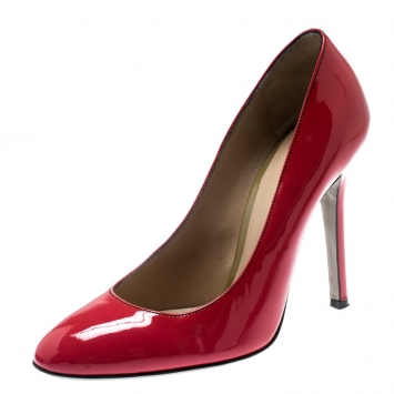 Pre Owned Dolce And Gabbana Coral Pink Patent Leather Pumps Size 37.5
