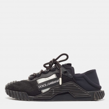مملوكة مسبقًا Dolce & Gabbana Black Mesh and Neoprene NS1 Sneakers Size 39.5