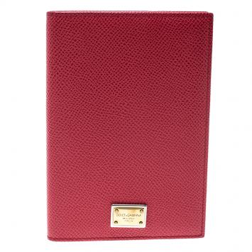 Pre Owned Dolce and Gabbana Red Leather Passport Holder