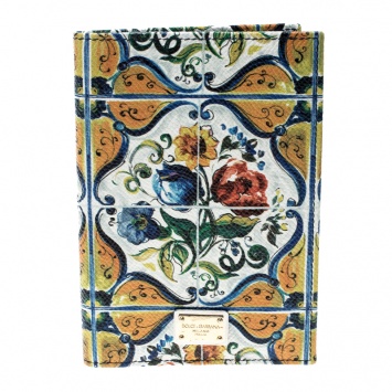 Pre Owned Dolce and Gabbana Multicolor Flower Print Leather Passport Holder