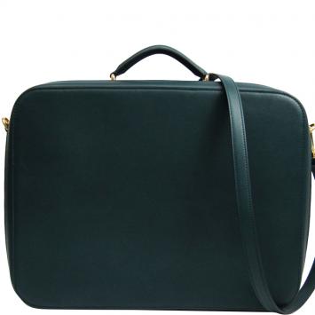 Pre Owned Dolce & Gabbana Dark Green Calfskin Leather Soft Suitcase
