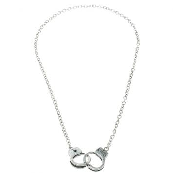 Pre Owned Dsquared2 Little Handcuffs Silver Tone Chain Necklace