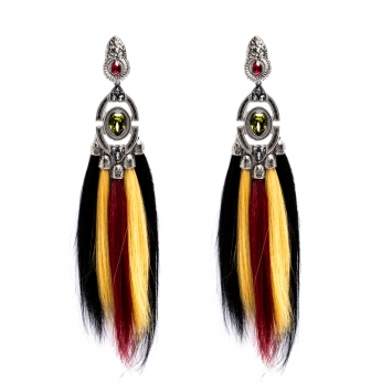Pre Owned Dsquared2 Silver Tone Crystal Embellished Tasseled Fur Clip-on Earrings