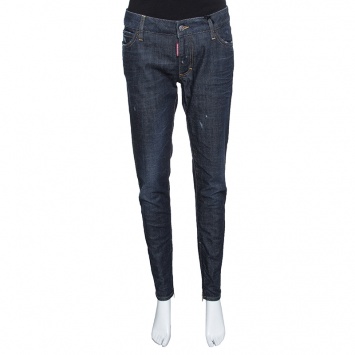 Pre Owned Dsquared2 Indigo Dark Wash Faded Effect Distressed Evergreen Denim Jeans M