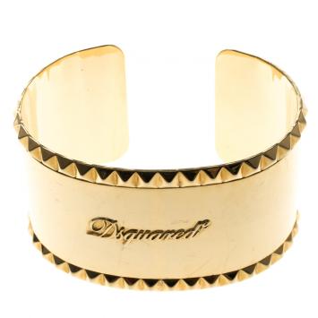 Pre Owned Dsquared Gold Tone Wide Open Cuff Bracelet