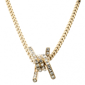 Pre Owned DSquared2 Barbed Wire Crystal Gold Tone Pendant Necklace