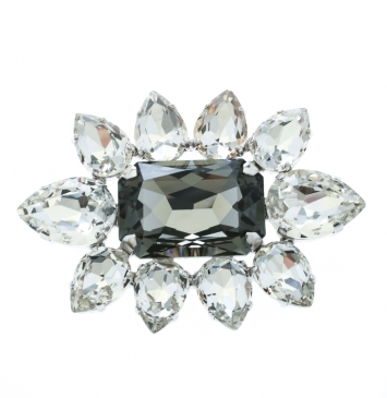 Pre Owned Dsquared2 Crystal Flower Silver Tone Pin Brooch