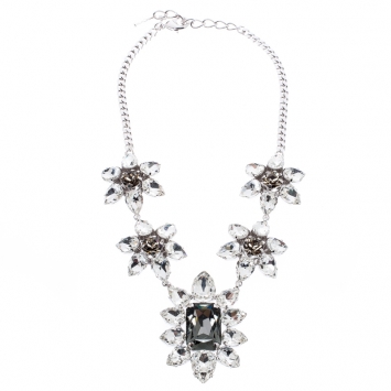 Pre Owned Dsquared2 Crystal Flower Silver Tone Choker