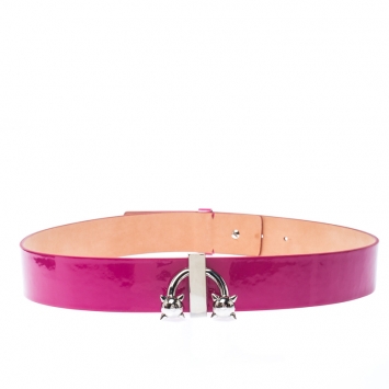 Pre Owned Dsquared2 Pink Patent Leather Spike Buckle Belt 85CM