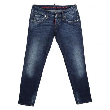 Pre Owned Dsquared2 Indigo Dark Wash Faded Effect Denim Distressed Skinny Jeans S