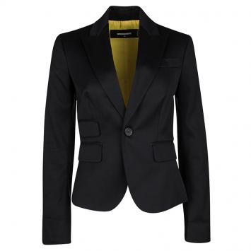 Pre Owned Dsquared2 Black Cotton Contrast Lined Tailored Blazer S