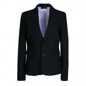 Pre Owned Dsquared2 Black Wool Contrast Lined Tailored Blazer M
