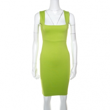 Pre Owned Dsquared2 Lime Green Square Neck Sleeveless Fitted Dress S