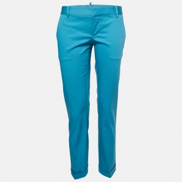 Pre Owned Dsquared2 Blue Cotton Chino Trousers M
