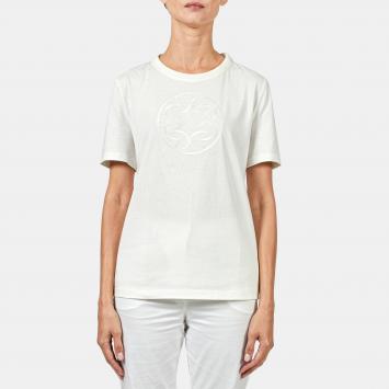 Pre Owned Elie Saab White Jersey Monogram Embroidered T-Shirt XL