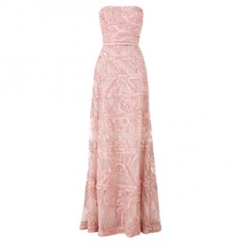 Pre Owned Elie Saab Pink Strapless Embroidered Gown M