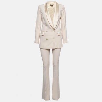 Pre Owned Elisabetta Franchi Cream Georgette Pant Suit M