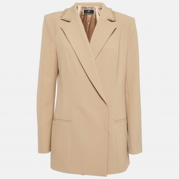Pre Owned Elisabetta Franchi Light Brown Crepe Blazer L