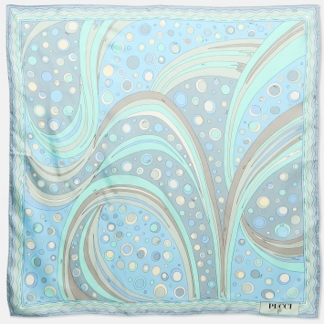 Pre Owned Emilio Pucci Blue Print Silk Scarf 