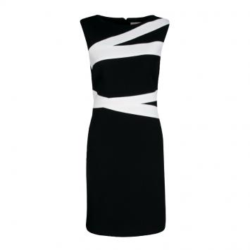 Pre Owned Emilio Pucci Monochrome Colorblock Sleeveless Wool Shift Dress M