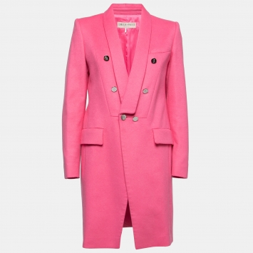 Pre Owned Emilio Pucci Pink Wool Button Embellished Coat S