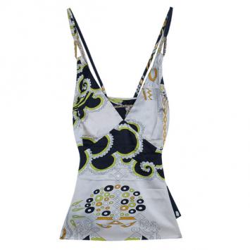 Pre Owned Emilio Pucci Beige Multicolor Silk Sleeveless Top M