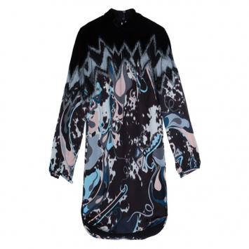 Pre Owned Emilio Pucci Printed Silk and Velvet Dress M