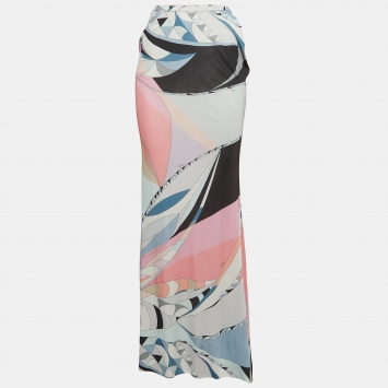 Pre Owned Emilio Pucci Multicolor Printed Jersey Maxi Skirt S