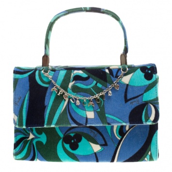 Pre Owned Emilio Pucci Multicolor Printed Velvet Top Handle Bag
