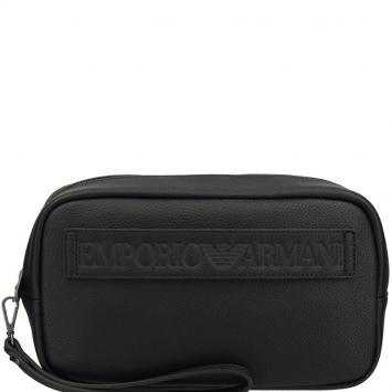 Pre Owned Emporio Armani Black Leather Clutch Bag