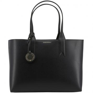 Pre Owned Emporio Armani Black Faux Leather Shopping Tote