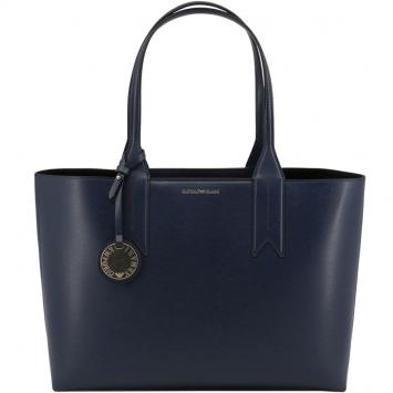 مملوكة مسبقًا Emporio Armani Navy Faux Leather Shopping Tote