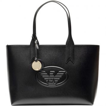 Pre Owned Emporio Armani Black Leather Shopper Tote