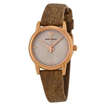 Pre Owned Emporio Armani Off-White Gold-Plated Stainless Steel AR1813 Women's Wristwatch 26MM