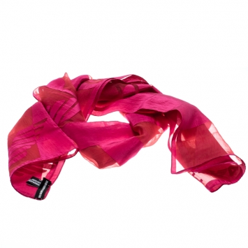 Pre Owned Emporio Armani Pink Logo Burnout Detail Scarf