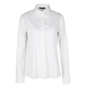 Pre Owned Emporio Armani White Frill Cuff Detail Long Sleeve Shirt L