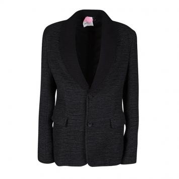 Pre Owned Emporio Armani Grey and Black Button Front Brad Line Jacket M