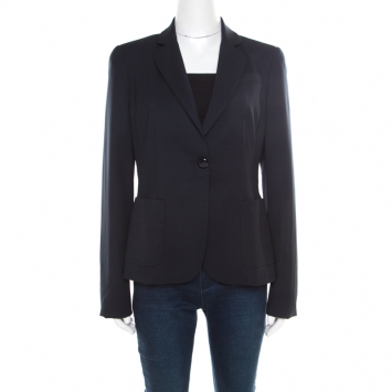 Pre Owned Emporio Armani Navy Blue Wool Tailored Single Button Blazer M