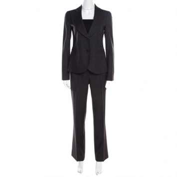 Pre Owned Emporio Armani Dark Grey Wool Tailored Suit S