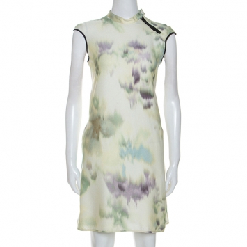 مملوكة مسبقًا Emporio Armani Multicolor Printed Crepe Mandarin Collar Dress S