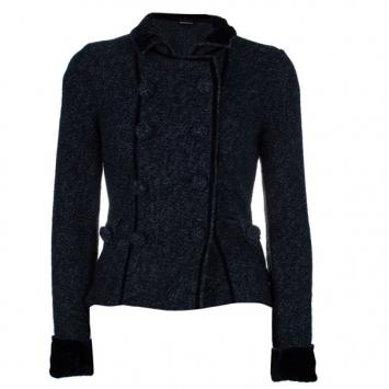 Pre Owned Emporio Armani Charcoal Wool Button Down Jacket S