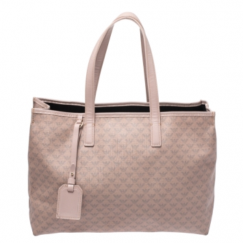 Pre Owned Emporio Armani Beige Monogram Coated Canvas Tote