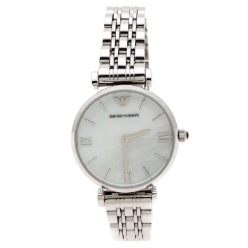 Pre Owned Emporio Armani Mother of Pearl Stainless Steel Classic AR1682 Women's Wristwatch 32 mm