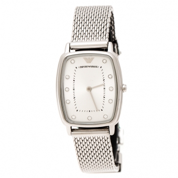 Pre Owned Emporio Armani Silver Stainless Steel Epsilon AR2495 Women's Wristwatch 24 mm
